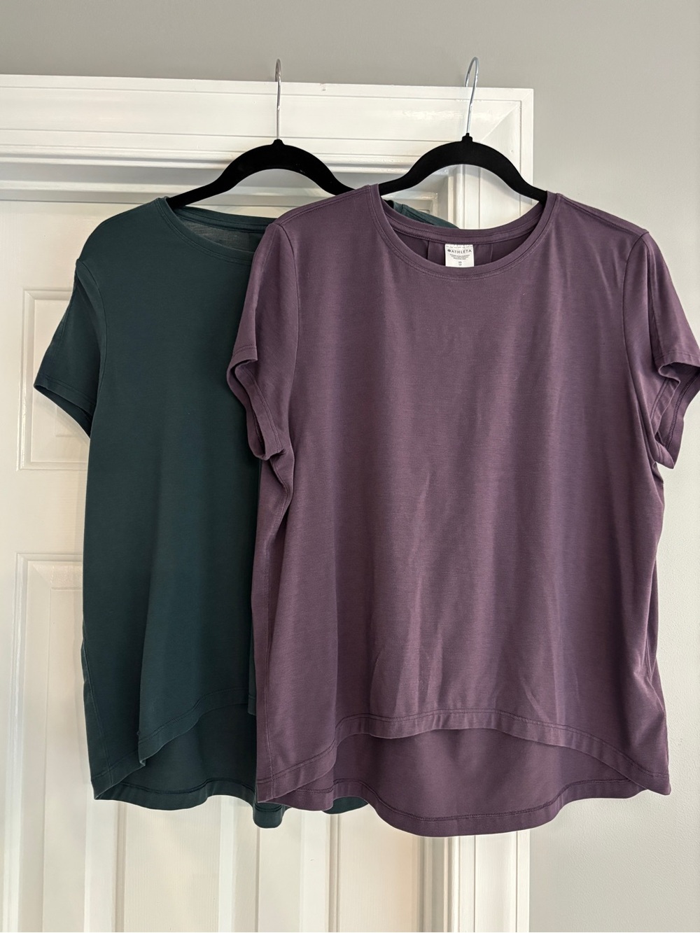 Athleta Move With Ease Tee — XS — set of plum purple and forest green